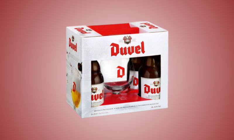 Duvel bierpakket met vier flesjes en originele bierglas