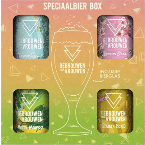 Gebrouwen door Vrouwen Speciaalbier Box met glas