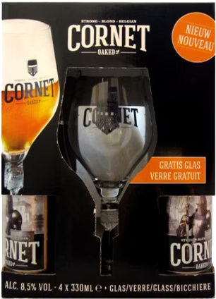 Cornet biercadeau 4x33cl met glas