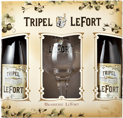 Tripel LeFort biercadeau met vier keer het bier en het originele bierglas