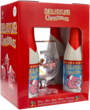 Delirium Christmas biercadeau (4x33cl) met glas