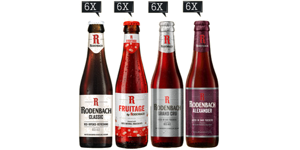 Vier soorten Rodenbach flesjes