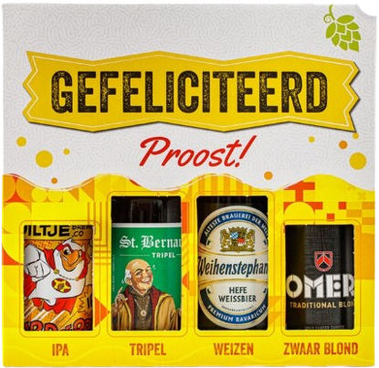 Gefeliciteerd bierpakket met 4 speciaalbieren