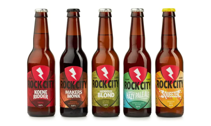 Verschillende etiketten van Rock City Brewing