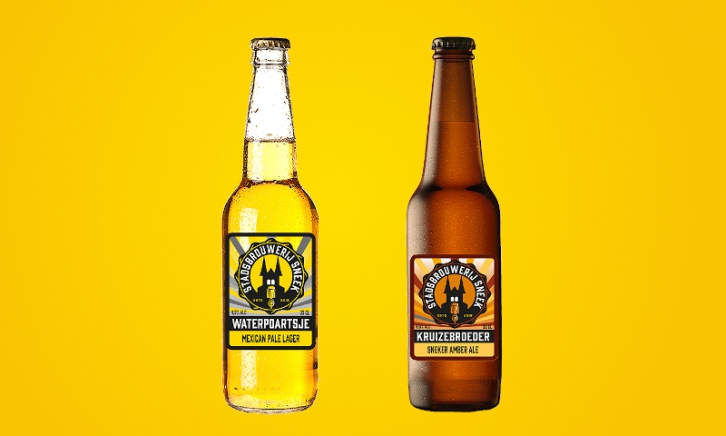 Twee biermerken op fles van Stadsbrouwerij Sneek
