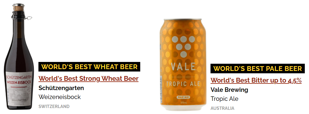 Beste Wheat Beer en beste Pale Beer in 2022 World Beer Awards