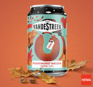 Blikje Rookworst Weizen met gevallen bladeren