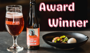 Bier Cuvée Soeur'Ise bier naast een desser