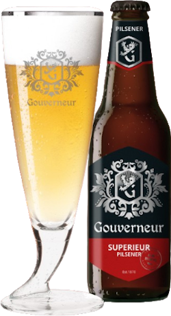 Gouverneur Superieur Pilsener flesje en glas