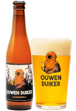 Ouwen Duiker Alcoholvrij flesje en glas