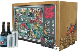 Retro TV adventskalender met bier