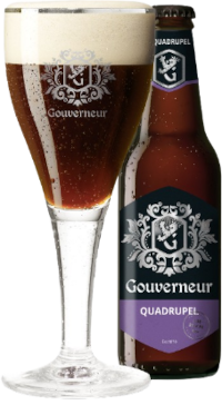 Gouverneur Quadrupel flesje en glas