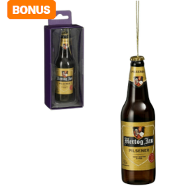 Hertog Jan Kerst ornament bierflesje in de bonus bij AH