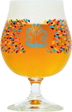 Oedipus bierglas vol met bier