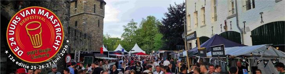 Sfeerbeeld tijdens vorige editie van de 24uurs van Maastricht met aan de linkerkant het logo