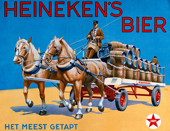 Heineken bier op paard en wagen