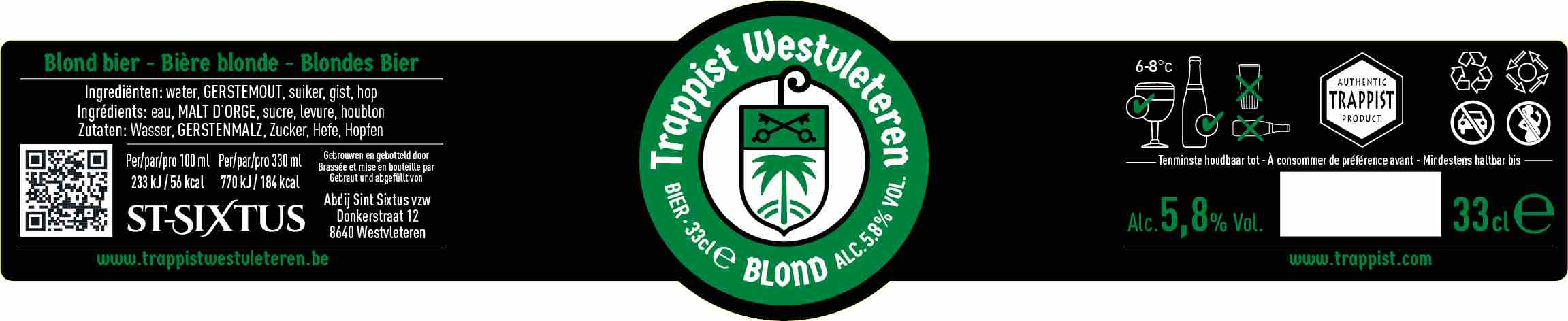 Westvleteren Blond etiket dat in augustus 2022 werd geïntroduceerd