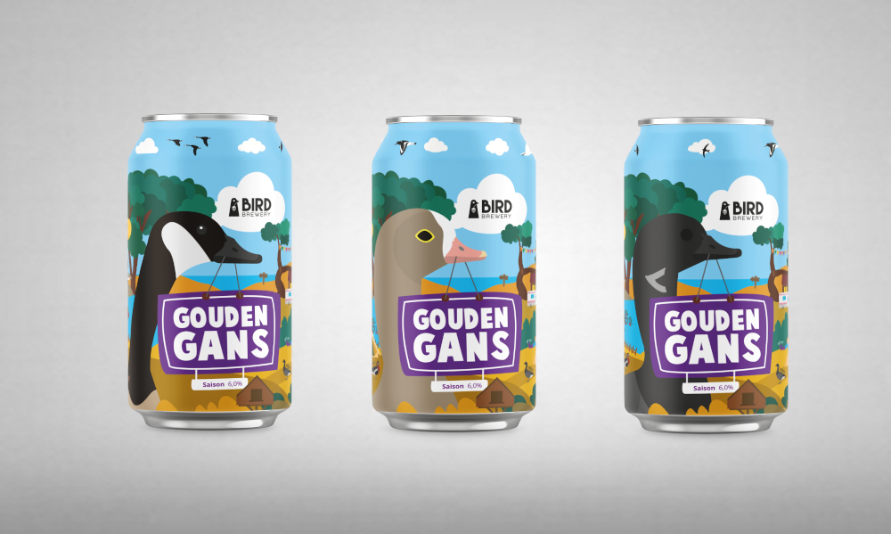 Gouden Gans blikken bier van Bird Brewery