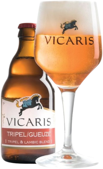 Vicaris Tripel/Gueuze flesje en glas