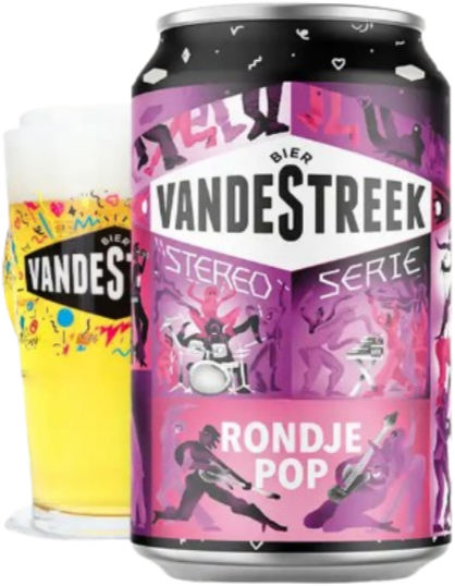 vandeStreek Rondje Pop bier blikje en glas