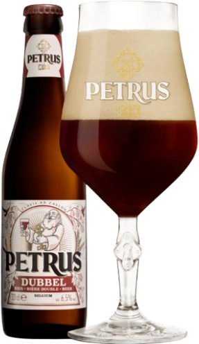Petrus Dubbel flesje en glas