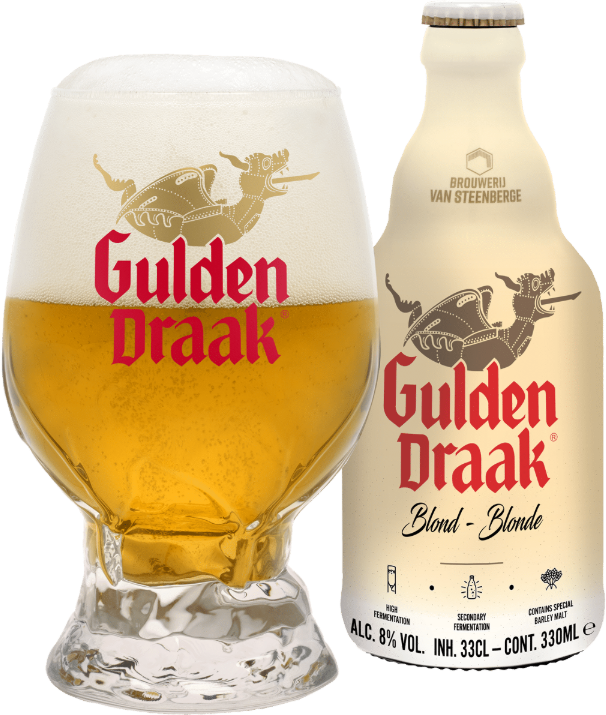 Gulden Draak Blond flesje en glas