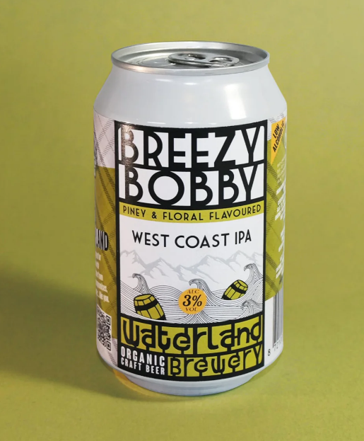 Waterland Breezy Bobby bier blikje met schaduw erachter