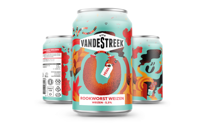 Blikjes rookworst weizen van hema en vandestreek