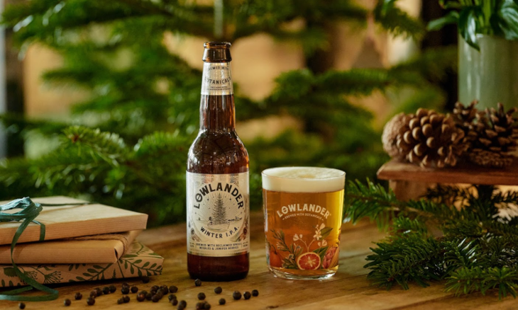 Lowlander Winter IPA flesje en glas