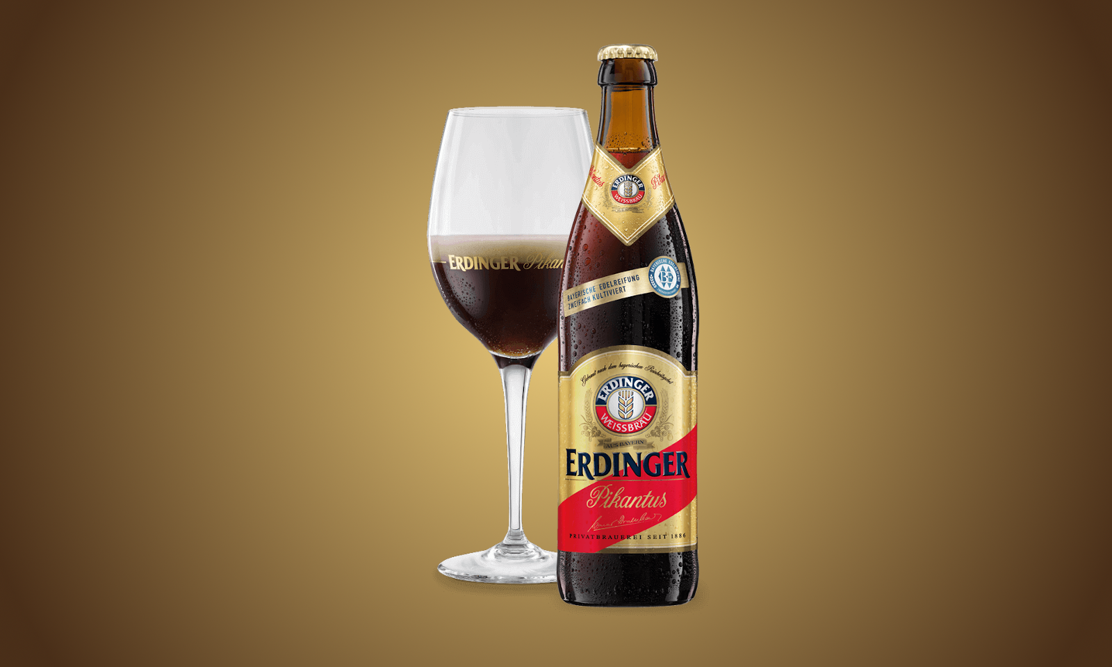 Erdinger Pikantus bier fles en glas