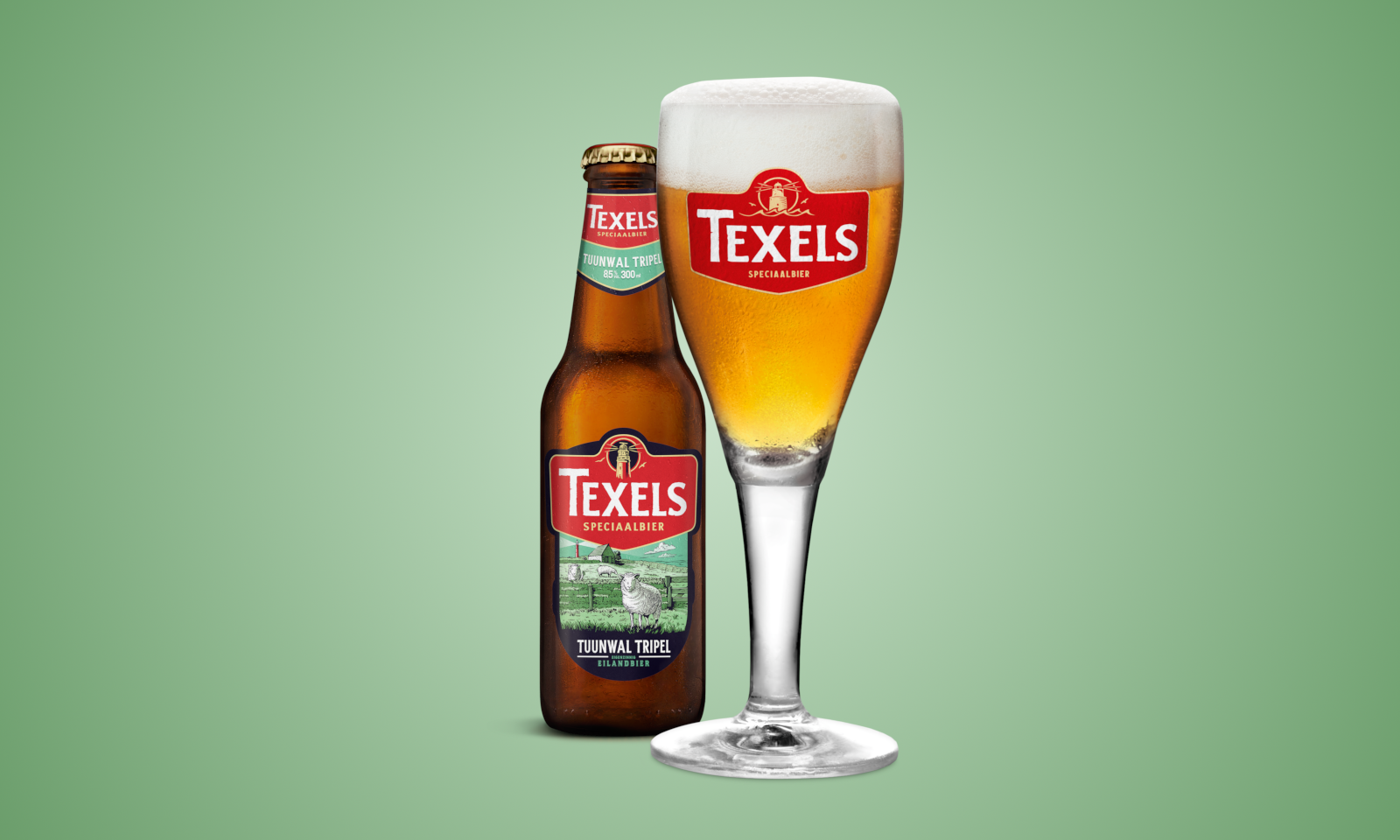 Texels Tuunwal Tripel flesje en glas