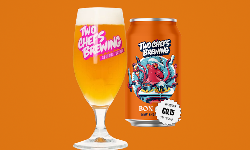 Two chefs bon chef bier glas en blikje