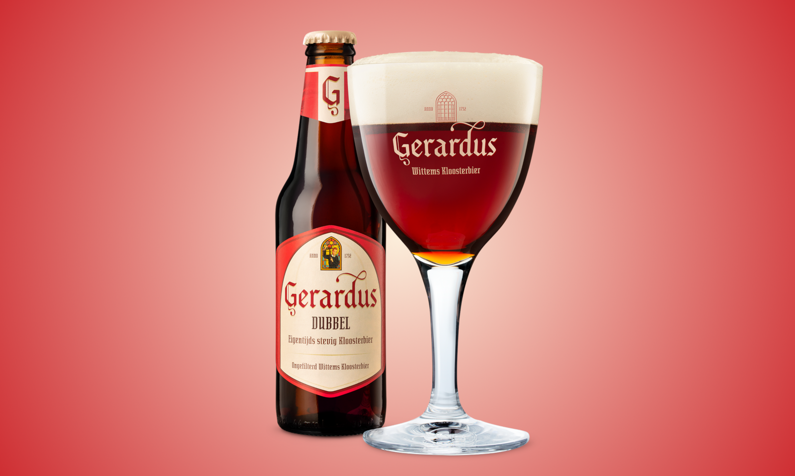 Gerardus Dubbel fles en glas