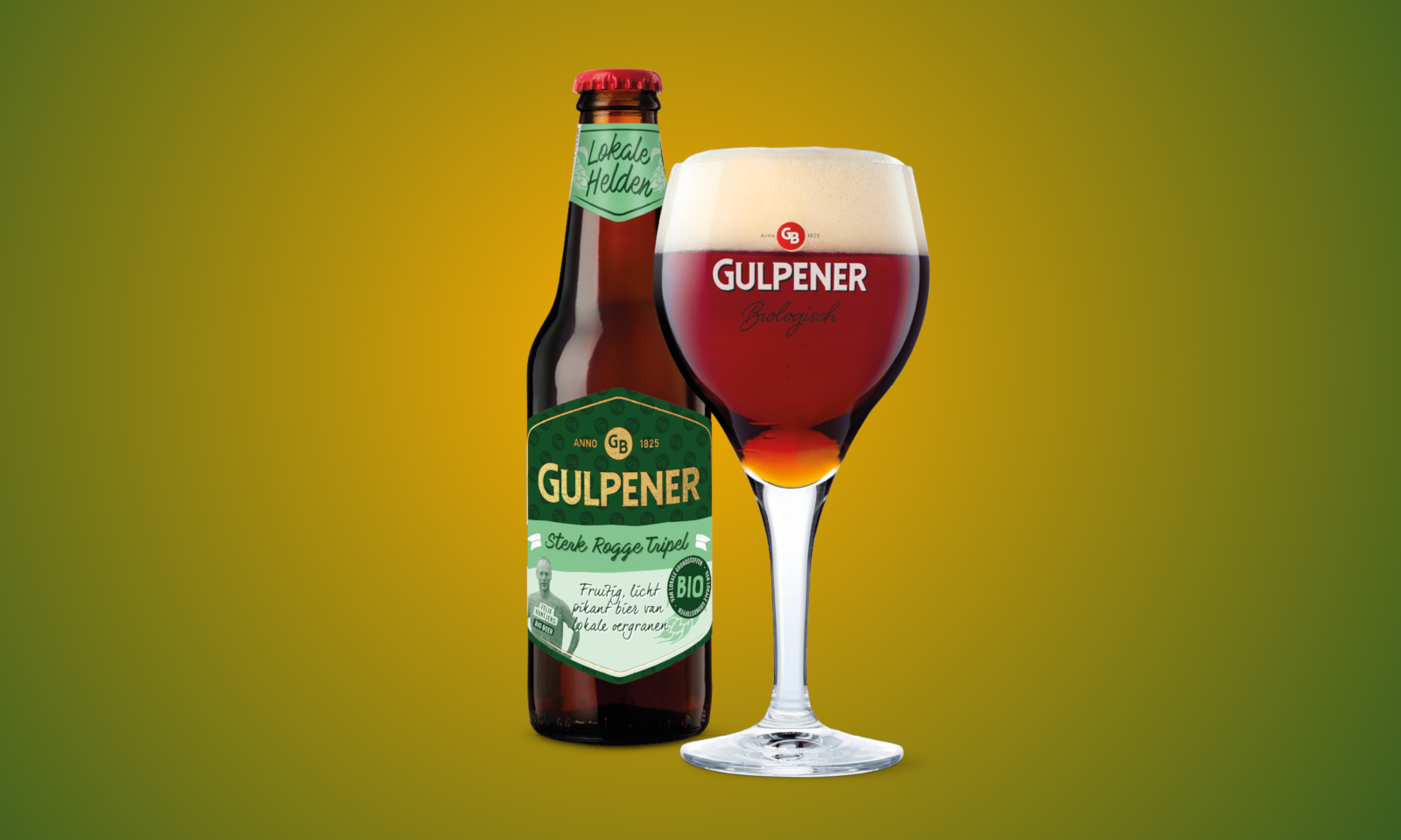 Gulpener Sterk Rogge Tripel flesje en glas