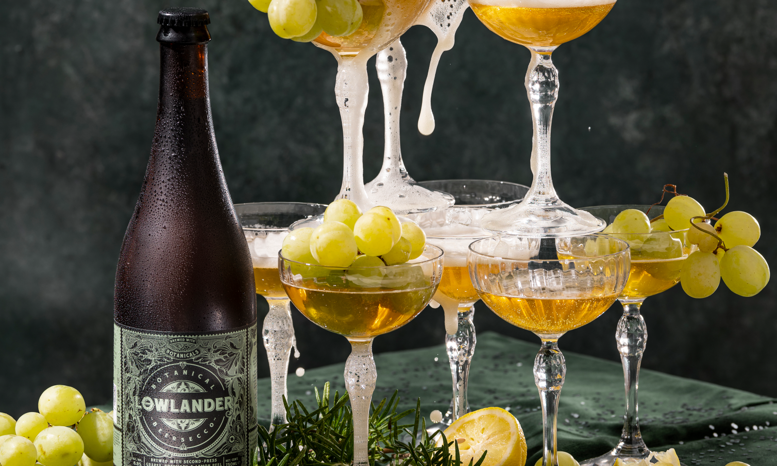 Lowlander Beersecco fles en glazen