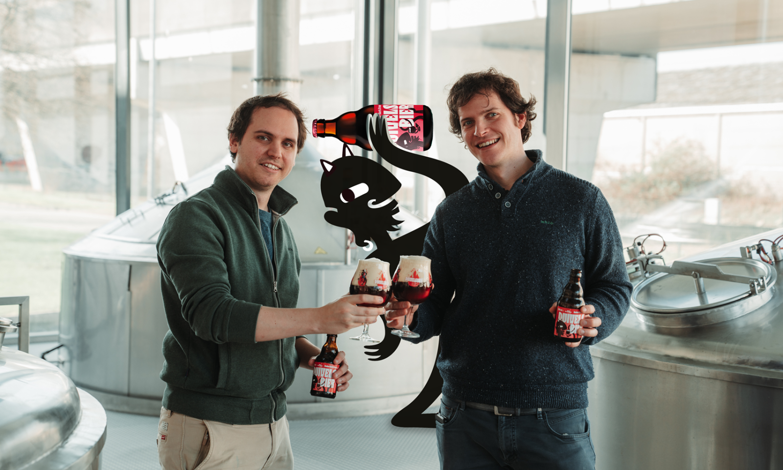 Gebroeders Boon met hun Duivelsbier