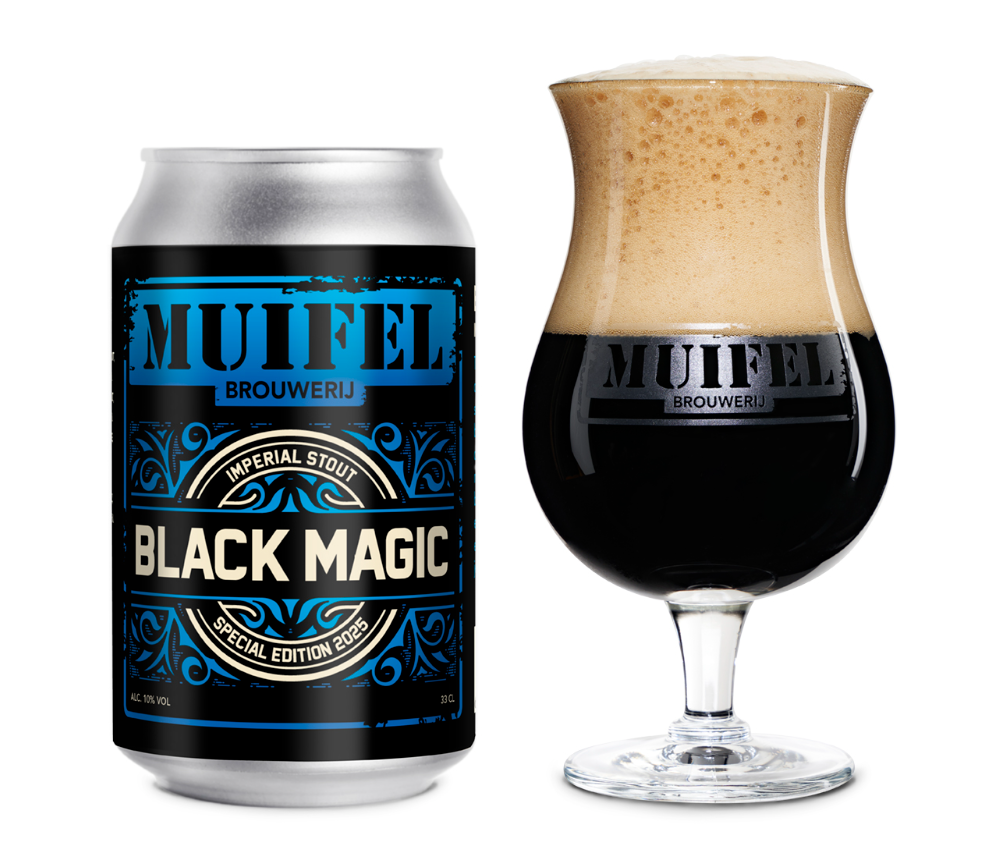 Muifel Black Magic blikje en glas