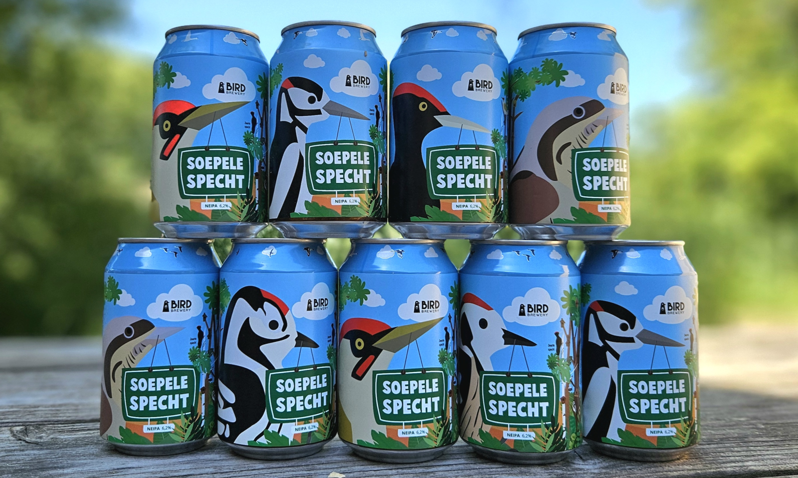 Blikjes bier van Soepele Specht NEIPA van Bird Brewery
