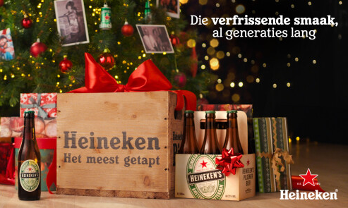 Heineken viert decembermaand met nostalgische fles en houten krat