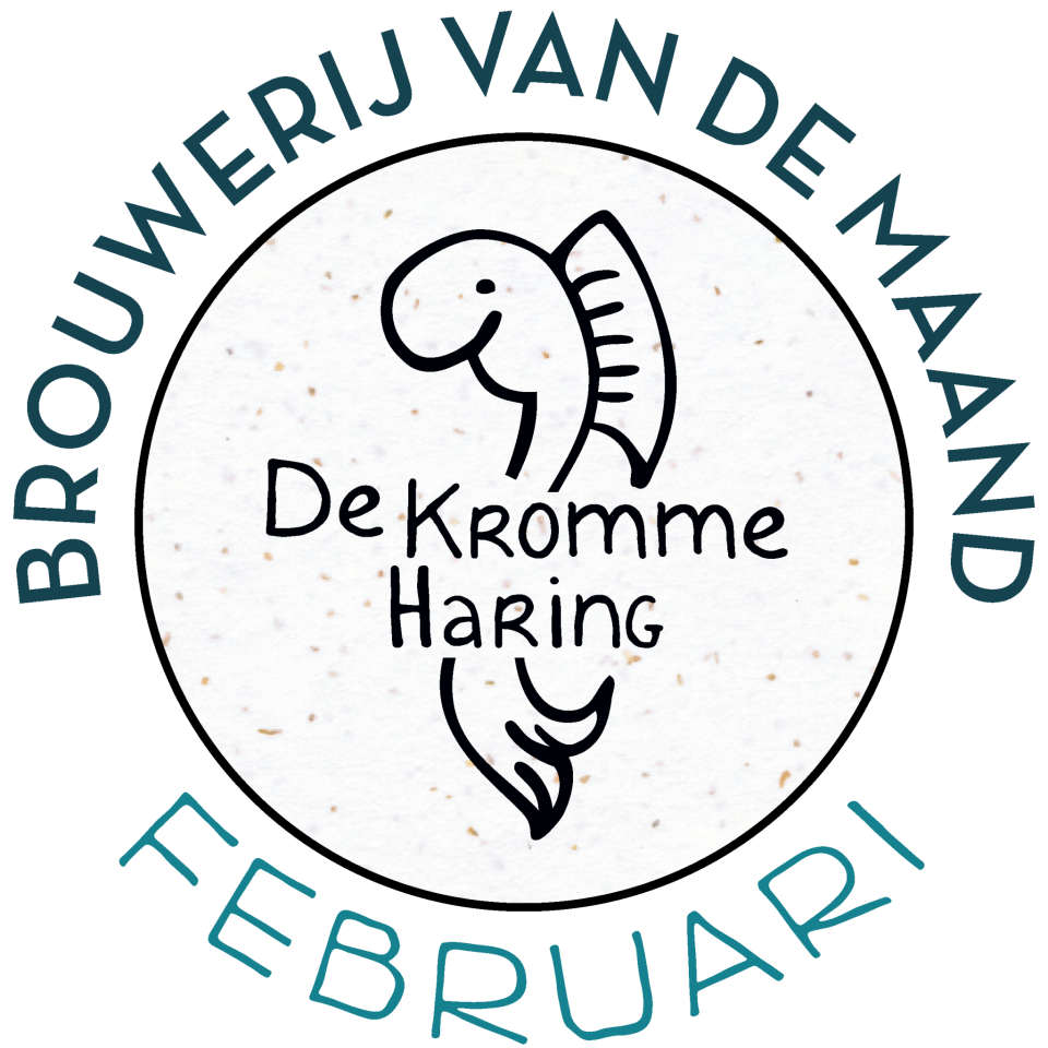 Logo van De Kromme Haring met tekst Brouwerij van de maand februari.