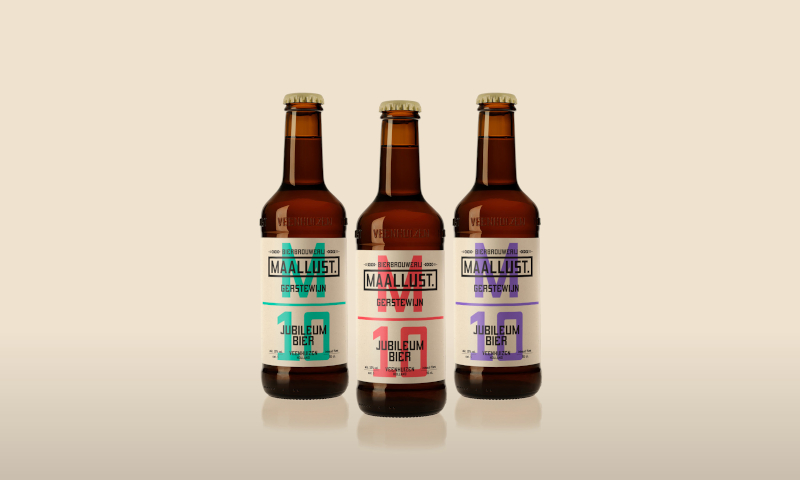 Drie flesjes Maallust M10 jubileumbier