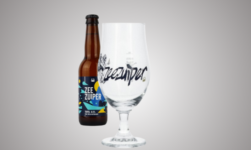zeezuiper bierglas met oude logo en flesje met logo sinds 2022