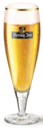 Hertog Jan bierglas op voet