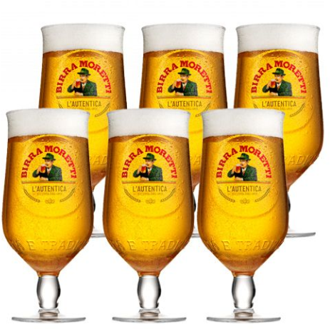 6 birra morretti glazen