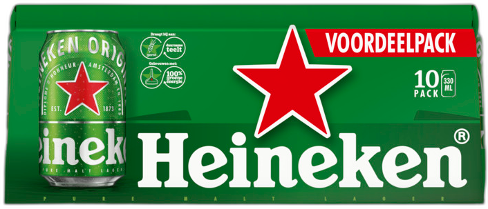 Heineken Premium Pilsener voordeelpack 10-pack met blikjes van 33cl