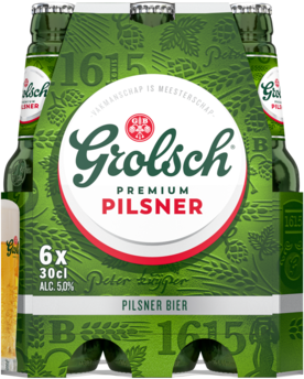Grolsch Pils sixpack met flessen van 30cl