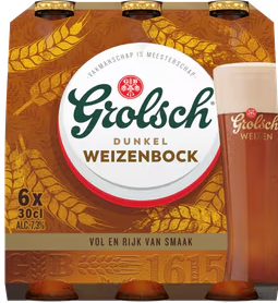 Grolsch Dunkel Weizenbock sixpack met flesjes van 30cl