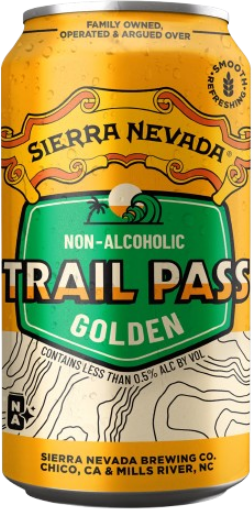 Een gele blikje Sierra Nevada Trail Pass Golden non-alcoholisch bier.