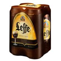 set van 4 blikken Leffe Bruin (dubbel)