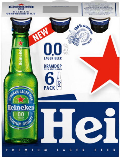 Heineken 0.0 set van 6 flesjes a 0,25 liter 